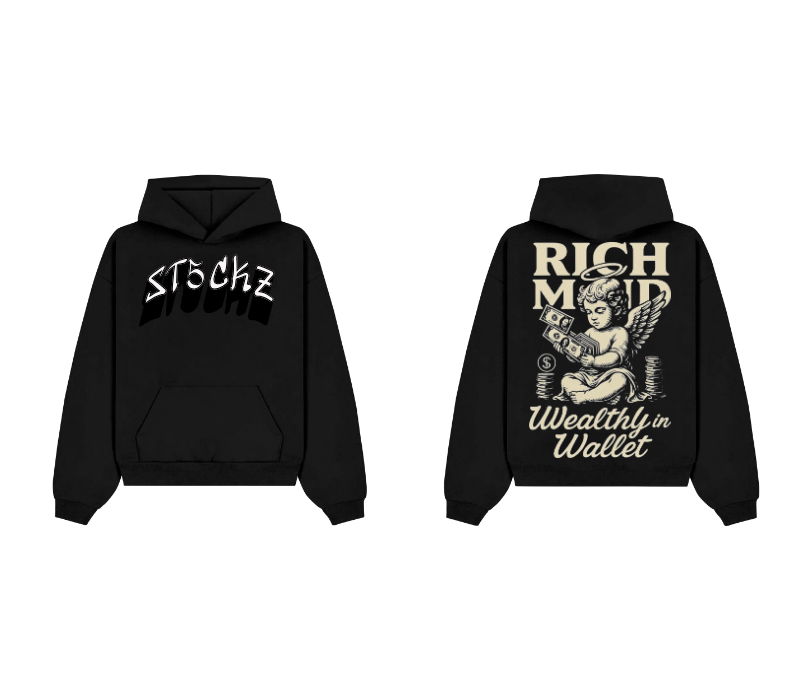 Black Graphic Pullover Hoodie – Rich Mind Print | ST5CKZ