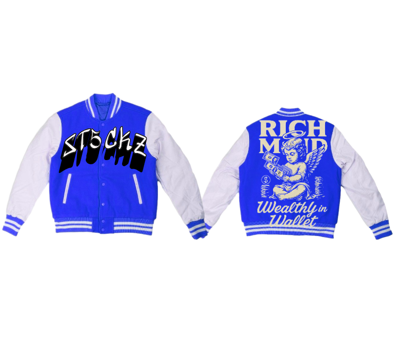 Blue Varsity Graphic Hoodie – Rich Mind Print | ST5CKZ
