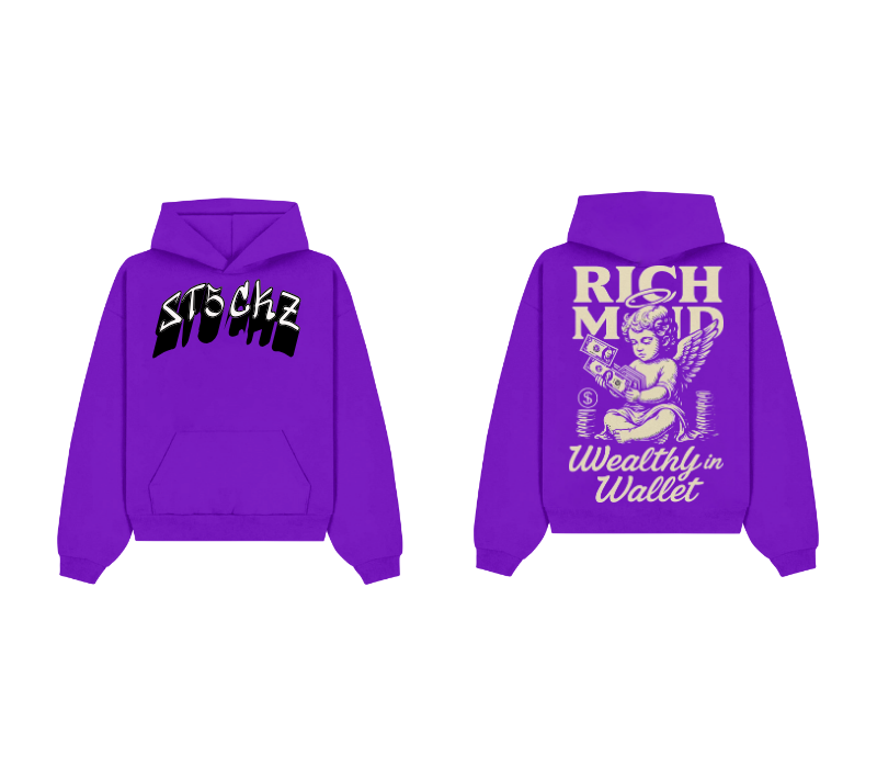 Purple Graphic Pullover Hoodie – Rich Mind Print | ST5CKZ