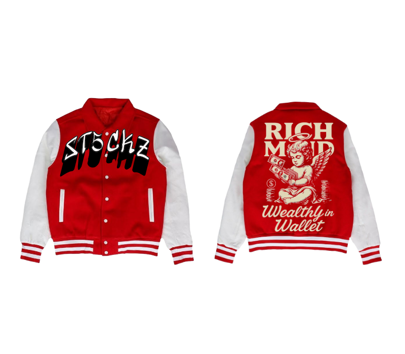 Red Varsity Graphic Hoodie – Rich Mind Print | ST5CKZ