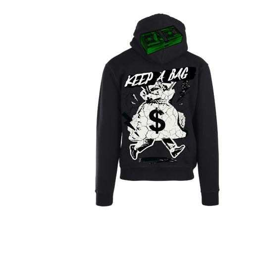 Black Graphic Pullover Hoodie – Keep A Bag Print | ST5CKZ
