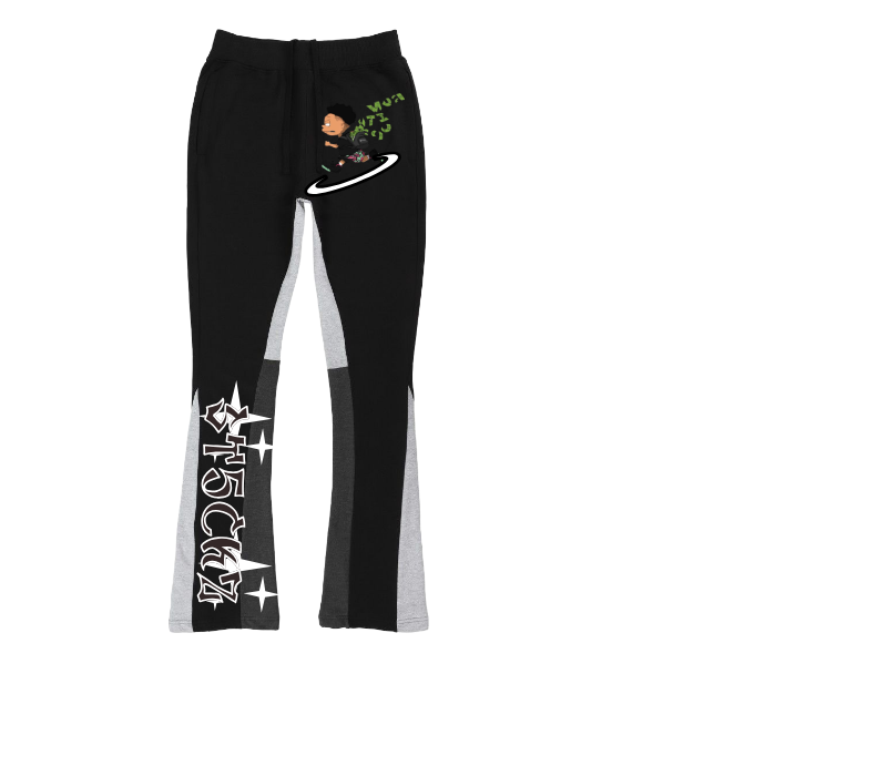 Black Flared Sweatpants – Bag Getta Graphic Print | ST5CKZ