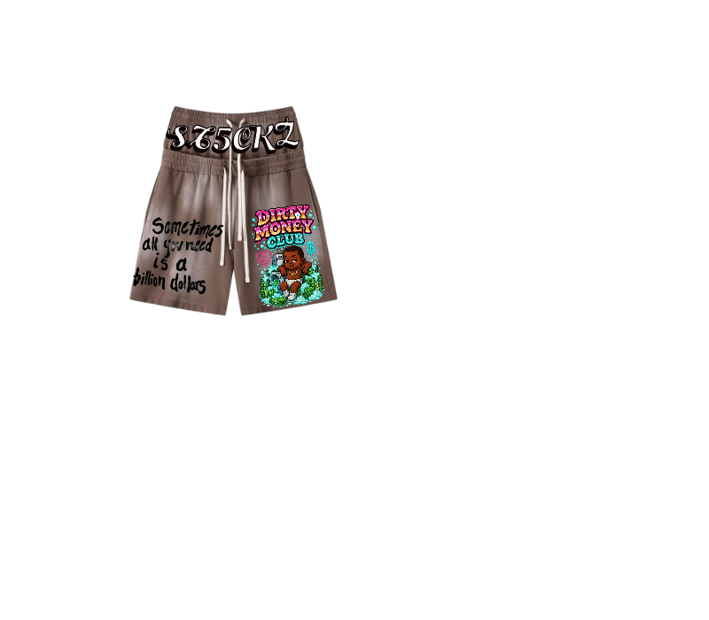 Brown Graphic Shorts – Dirty Money Stacked Print | ST5CKZ