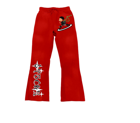 Red Flared Sweatpants – Bag Getta Graphic Print | ST5CKZ