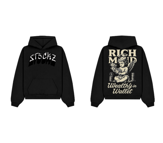 Black Graphic Pullover Hoodie – Rich Mind Print | ST5CKZ