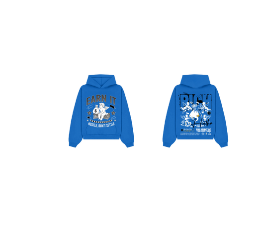 Blue Graphic Pullover Hoodie – Earn It Print | ST5CKZ