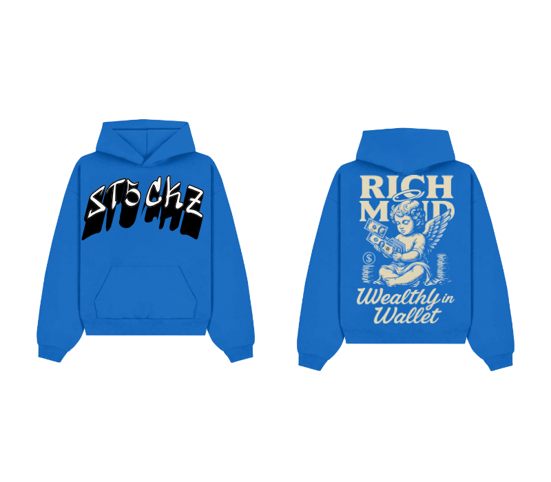 Blue Graphic Pullover Hoodie – Rich Mind Print | ST5CKZ