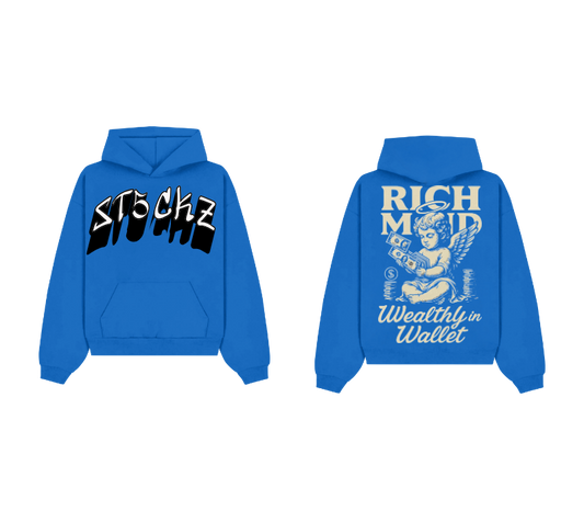 Blue Graphic Pullover Hoodie – Rich Mind Print | ST5CKZ