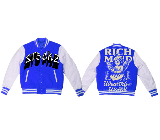 Blue Varsity Graphic Hoodie – Rich Mind Print | ST5CKZ