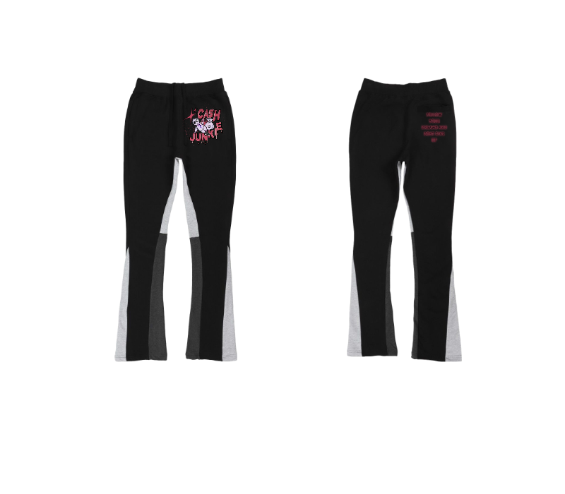 Black Flared Sweatpants – Cash Junkie Graphic Print | ST5CKZ
