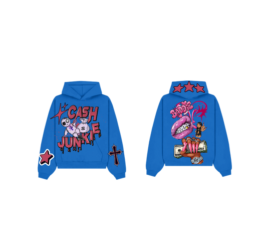 Blue Graphic Pullover Hoodie – Cash Junkie Print | ST5CKZ