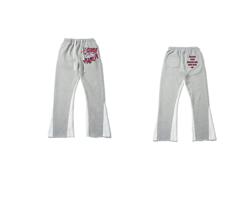 Grey Flared Sweatpants – Cash Junkie Graphic Print | ST5CKZ