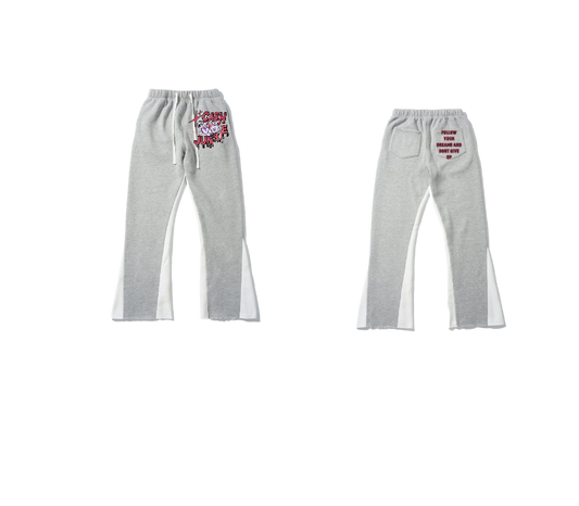 Grey Flared Sweatpants – Cash Junkie Graphic Print | ST5CKZ