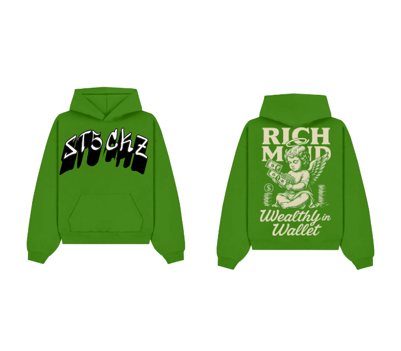 Green Graphic Pullover Hoodie – Rich Mind Print | ST5CKZ