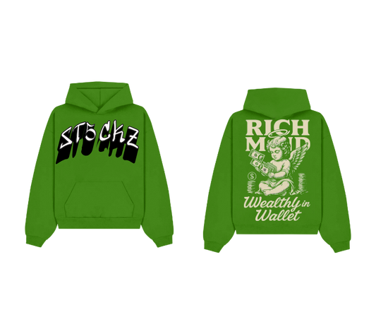 Green Graphic Pullover Hoodie – Rich Mind Print | ST5CKZ