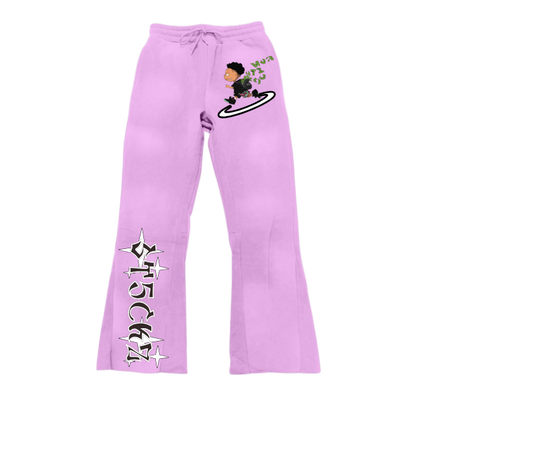 Lavender Flared Sweatpants – Bag Getta Graphic Print | ST5CKZ