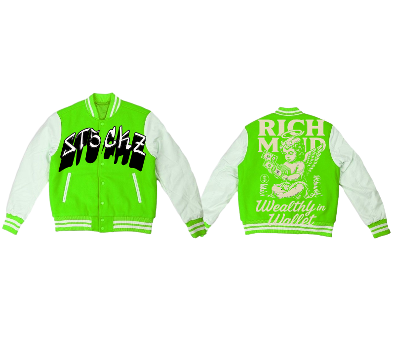 Lime Green Varsity Graphic Hoodie – Rich Mind Print | ST5CKZ