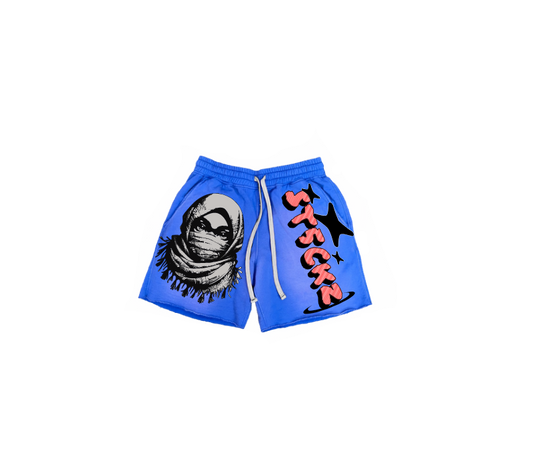 ST5CKZ- BLUE MASKED ARAB ACID SHORTS