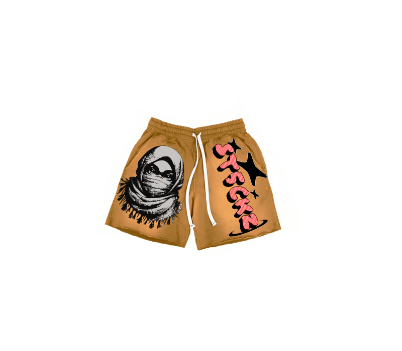 ST5CKZ- TAN MASKED ARAB ACID SHORTS