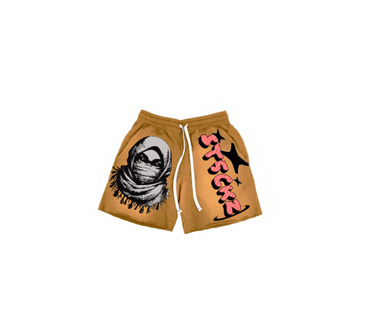 ST5CKZ- TAN MASKED ARAB ACID SHORTS