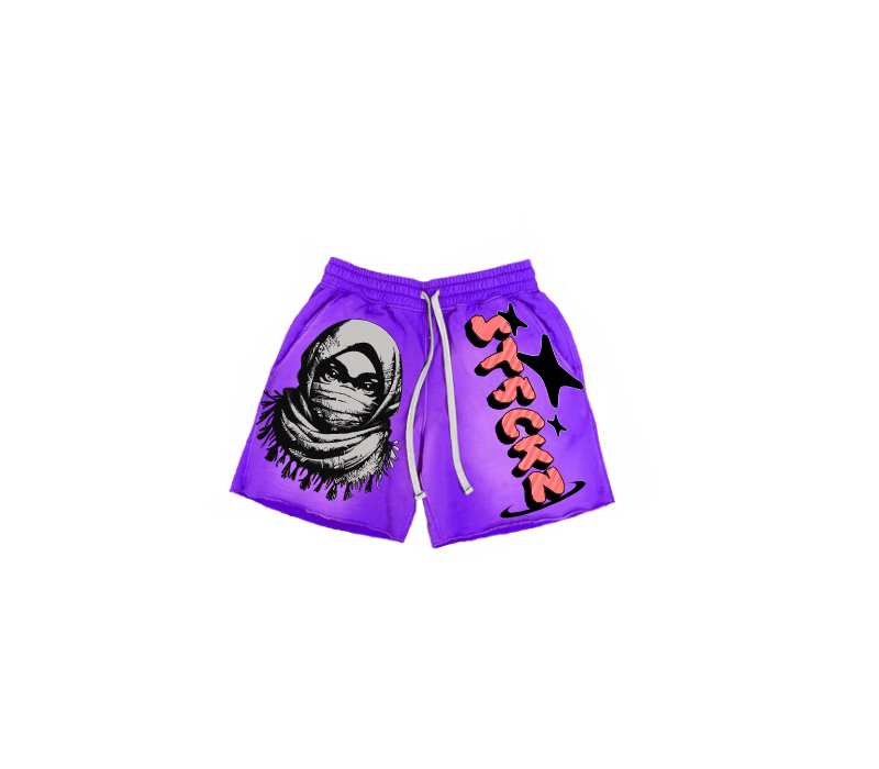 ST5CKZ- PURPLE MASKED ARAB ACID SHORTS