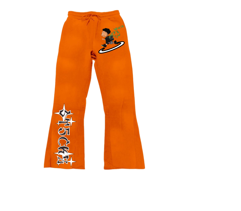 Orange Flared Sweatpants – Bag Getta Graphic Print | ST5CKZ