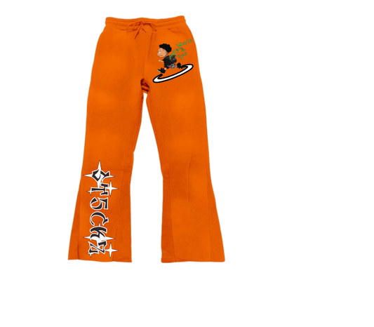 Orange Flared Sweatpants – Bag Getta Graphic Print | ST5CKZ