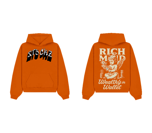Orange Graphic Pullover Hoodie – Rich Mind Print | ST5CKZ