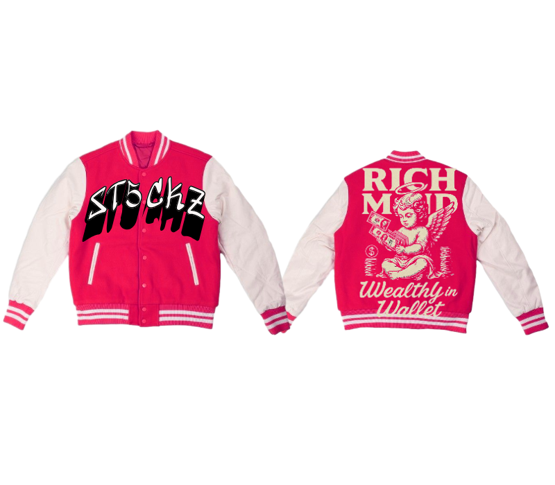Pink Varsity Graphic Hoodie – Rich Mind Print | ST5CKZ