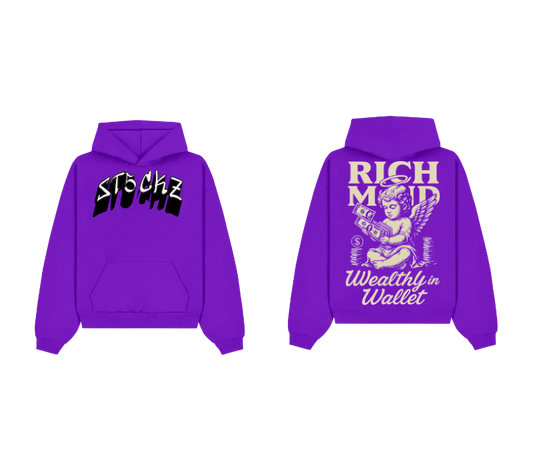 Purple Graphic Pullover Hoodie – Rich Mind Print | ST5CKZ