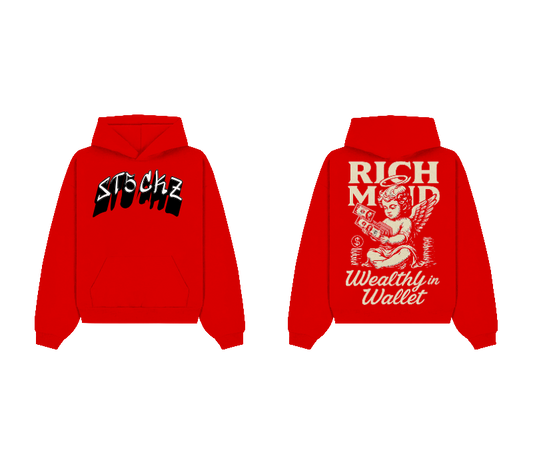 Red Graphic Pullover Hoodie – Rich Mind Print | ST5CKZ