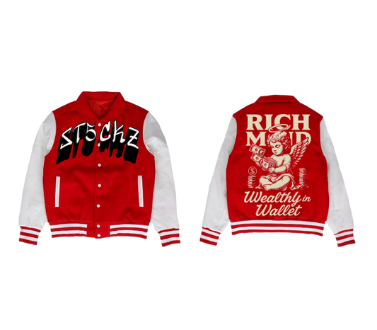 Red Varsity Graphic Hoodie – Rich Mind Print | ST5CKZ