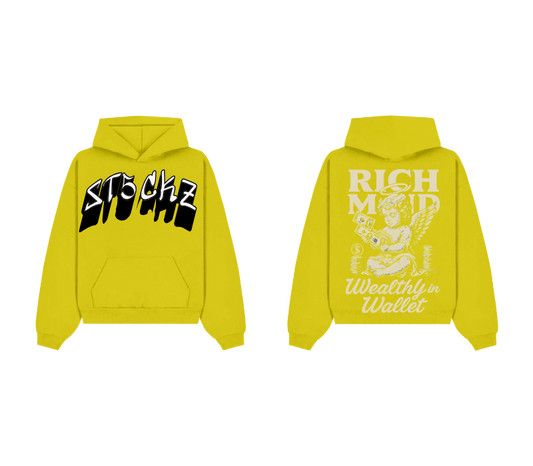 Yellow Graphic Pullover Hoodie – Rich Mind Print | ST5CKZ