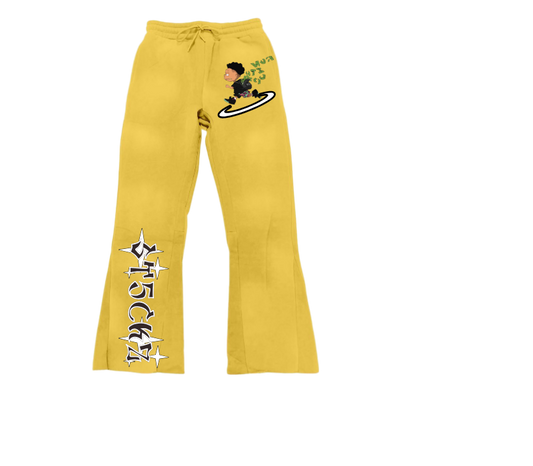 Beige Flared Sweatpants – Bag Getta Graphic Print | ST5CKZ