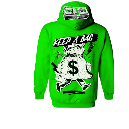 Green Graphic Pullover Hoodie – Keep A Bag Print | ST5CKZ